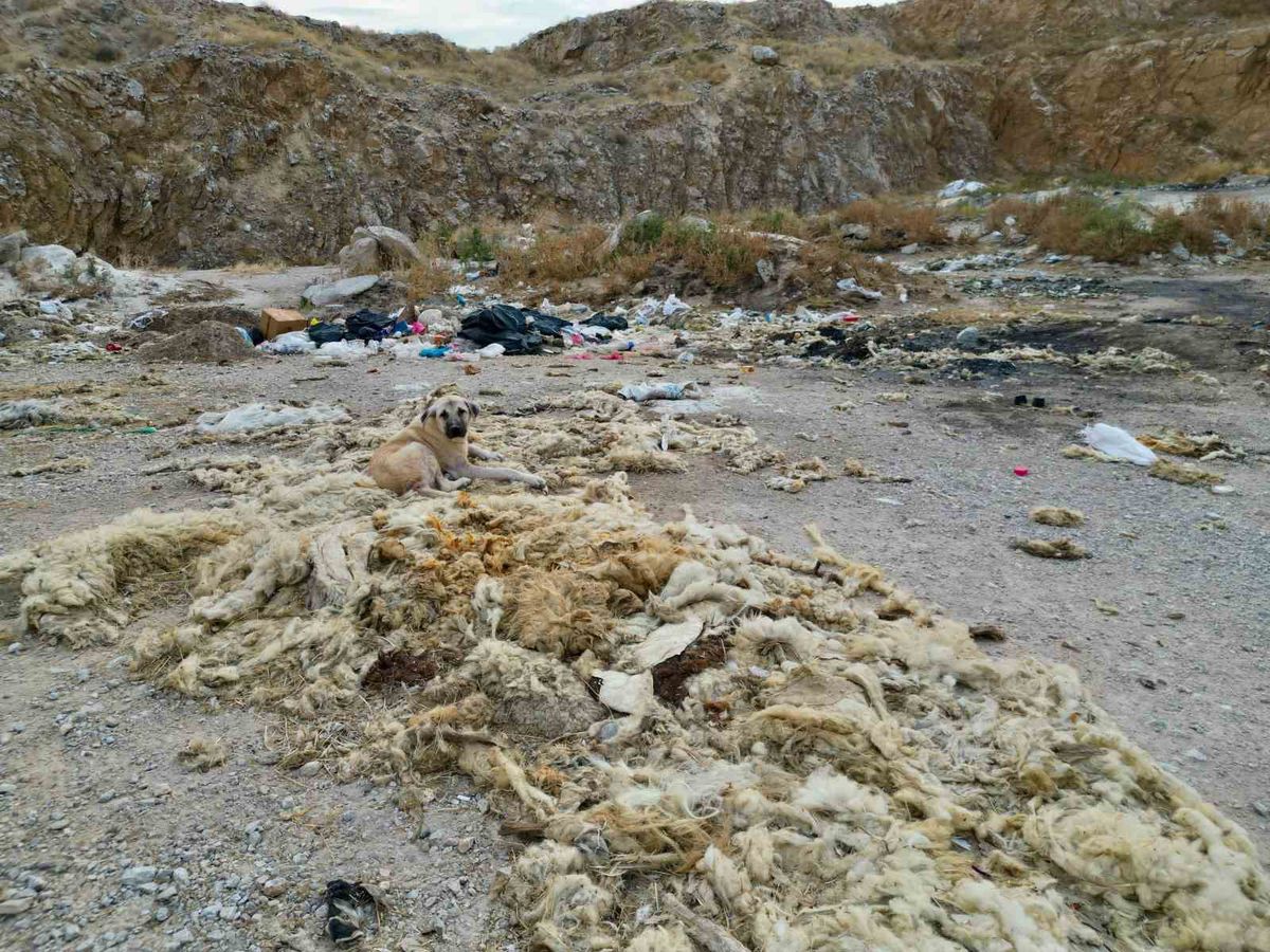 Bolvadin'deki eski kum ocağı kaçak atık çöplüğüne döndü