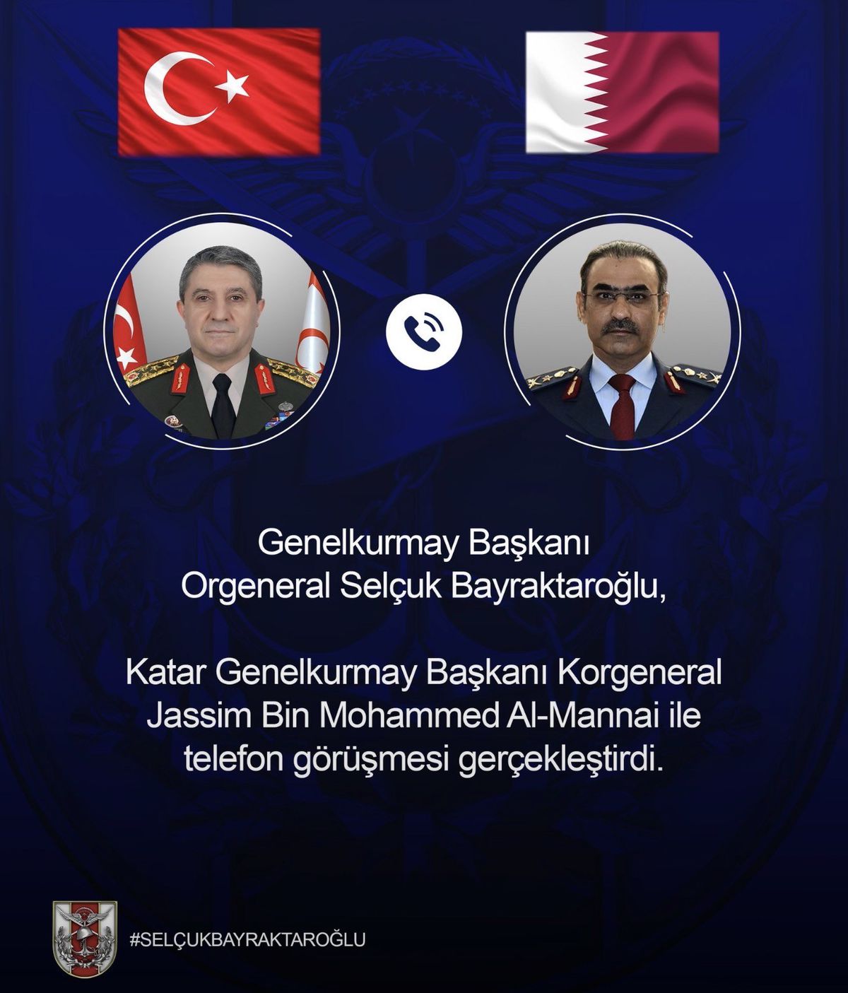 Genelkurmay Başkanı Bayraktaroğlu, Katar Genelkurmay Başkanı ile Görüştü
