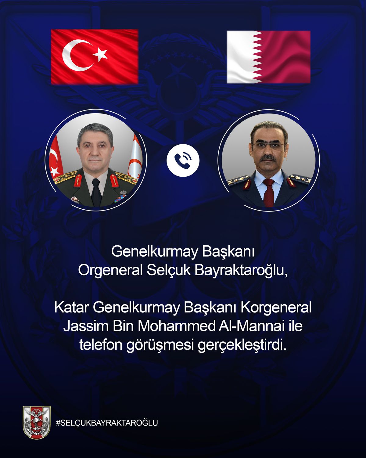 Genelkurmay Başkanı Bayraktaroğlu, Katar Genelkurmay Başkanı ile Görüştü