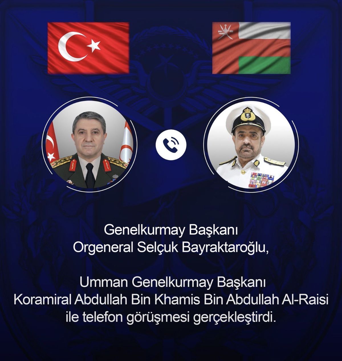 Genelkurmay Başkanları Telefon Görüşmesi Gerçekleştirdi