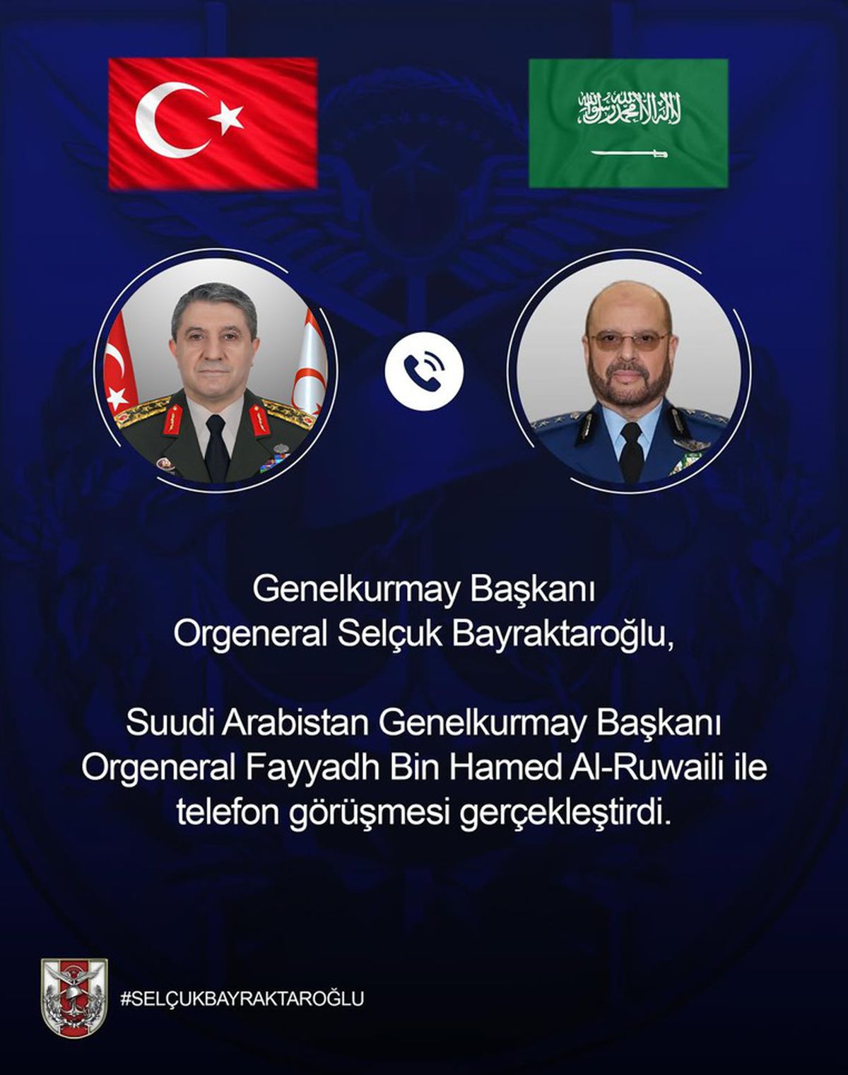Genelkurmay Başkanları Telefon Görüşmesi Yaptı