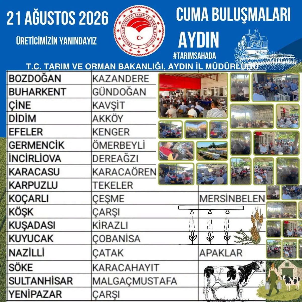 Aydın'da Cuma Buluşmaları ve Çiftçi Toplantıları Başlıyor