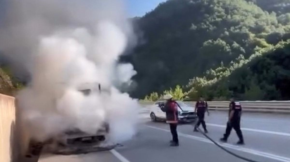 Boyabat yolunda tavuk nakliye kamyoneti alev alev yandı