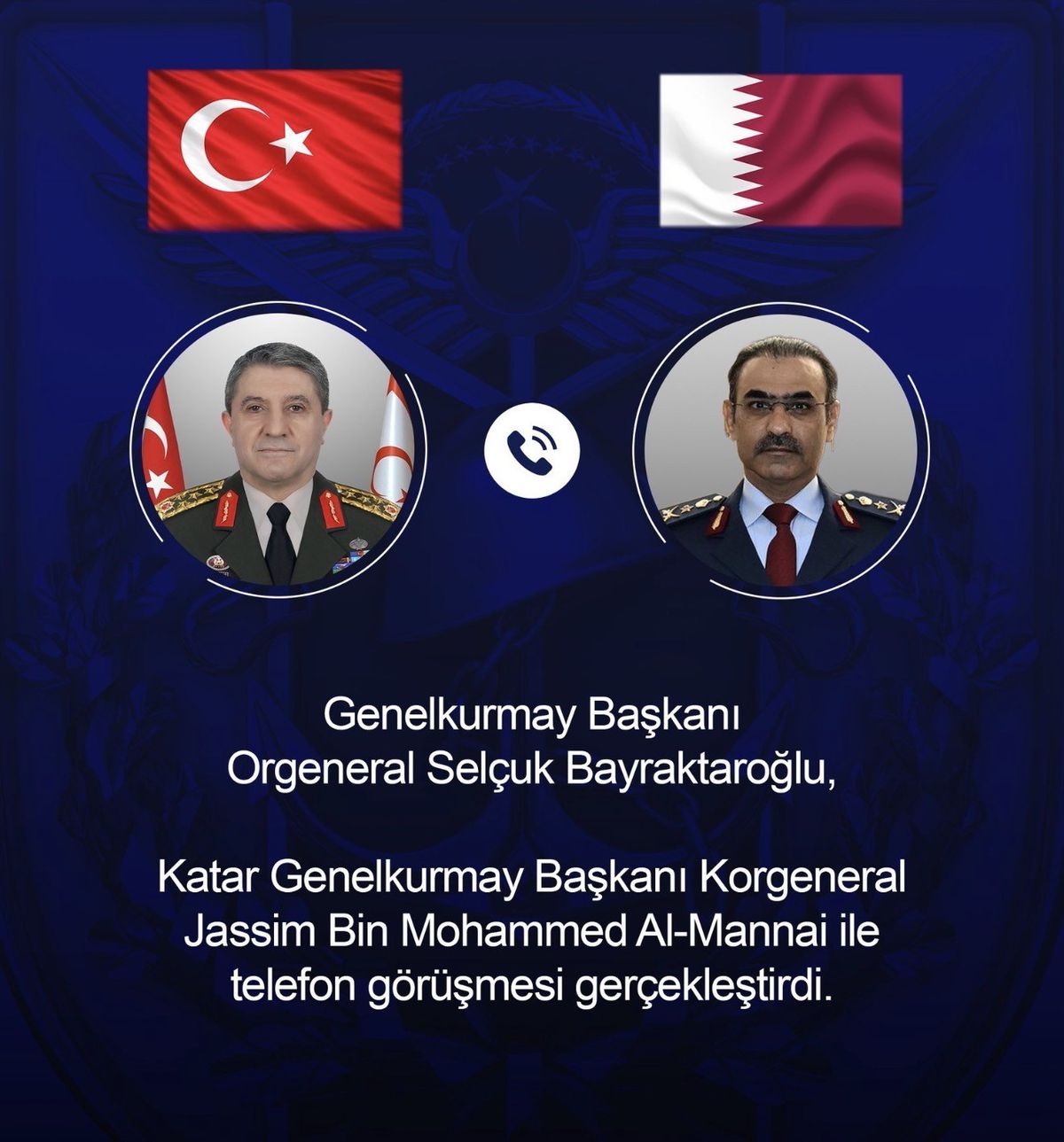 Genelkurmay Başkanları Telefon Görüşmesi Yaptı