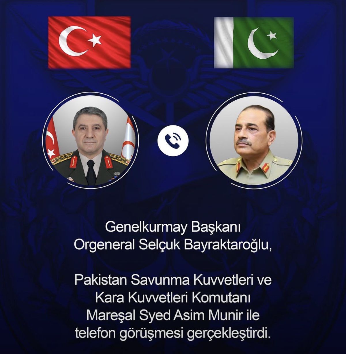 Genelkurmay Başkanı Pakistanlı mevkidaşıyla görüştü