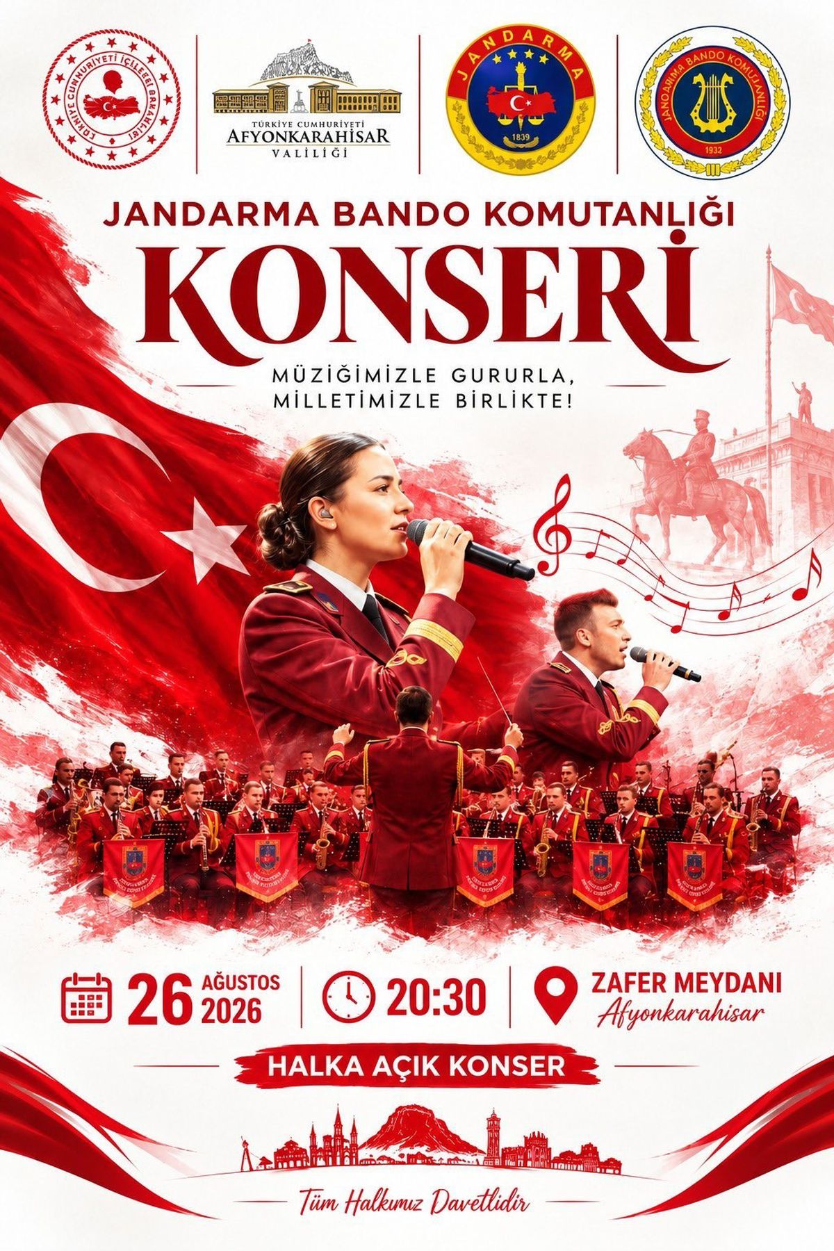 Büyük Taarruz Zafer Haftası'nda Afyonkarahisar'da Jandarma Bandosu Konseri