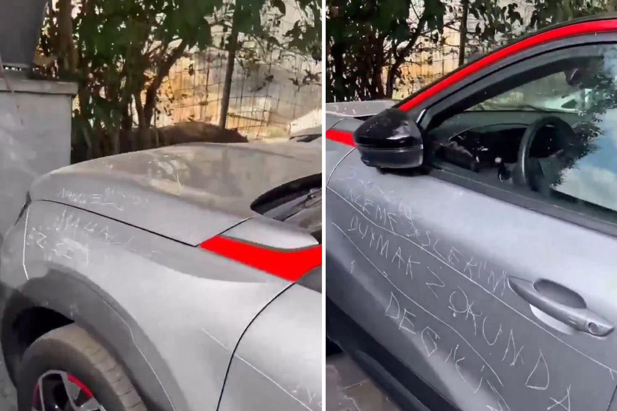 Araca zarar verip üzerine not düştüler: Gece inleme seslerini duymak zorunda değiliz