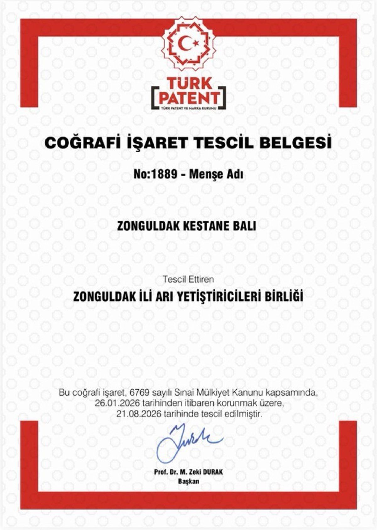 Zonguldak Kestane Balı Coğrafi İşaretle Tescillendi