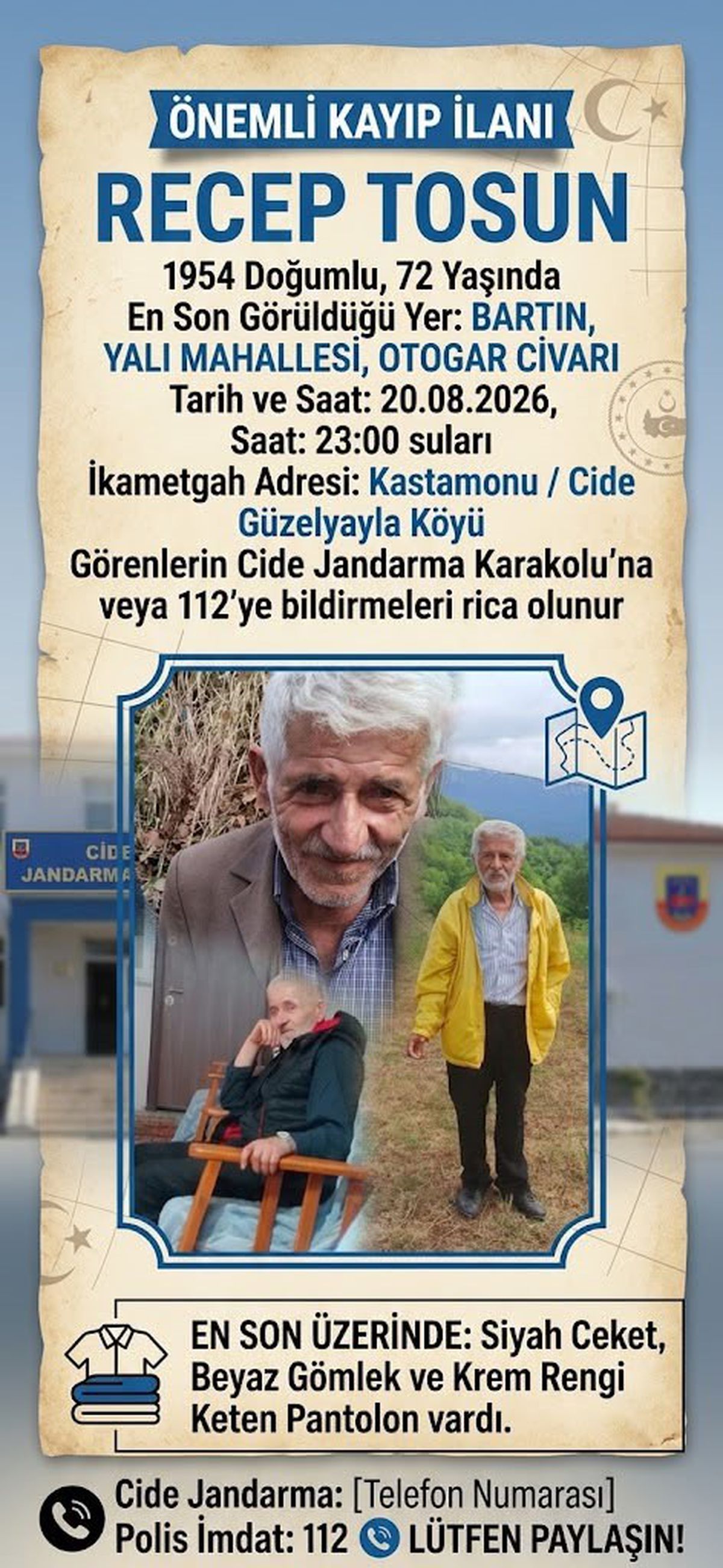 Alzheimer Hastası Yaşlı Adam Bartın'da Kayboldu