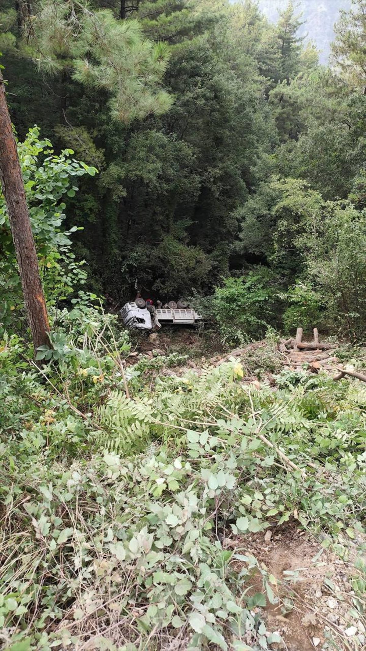 Dörtyol'da kamyon uçuruma devrildi: 2 yaralı