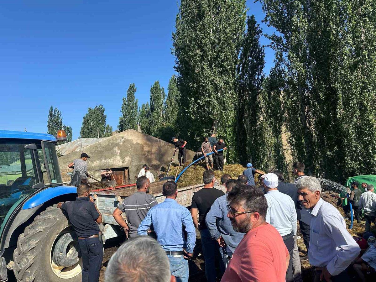 Sarıkamış'ta Ot Yangını: 800 Balya Ot Kül Oldu
