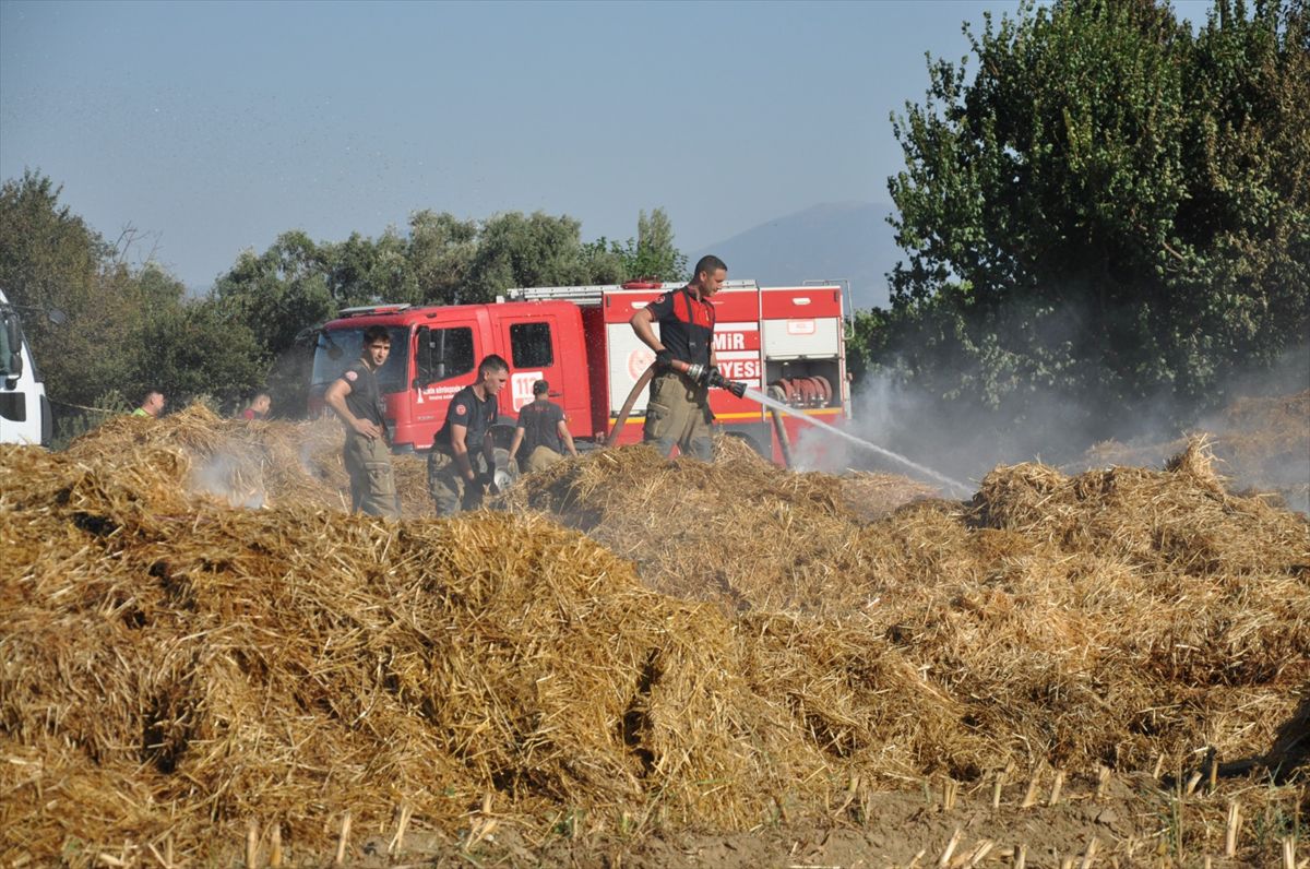 Ödemiş'te saman balyası yangını