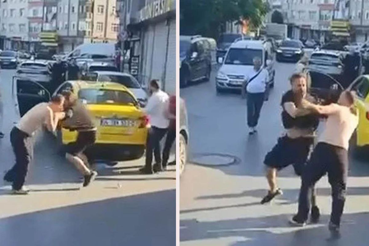 Zeytinburnu'nda taksiciler yumruklaştı! O anlar kameralara yansıdı