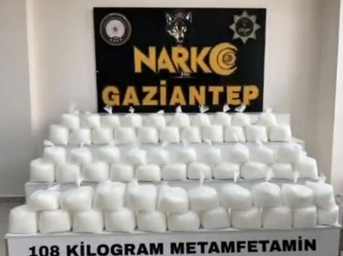 Gaziantep'te 108 kilo metamfetamin ele geçirildi