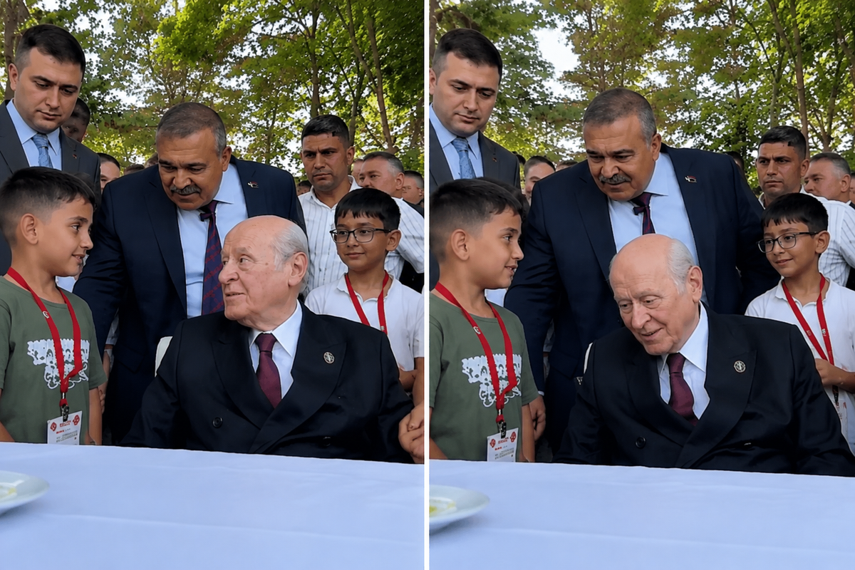 Ahlat’ta çocuklarla bir araya gelen Bahçeli'den adını öğrendiği çocuğa anlamlı nasihat