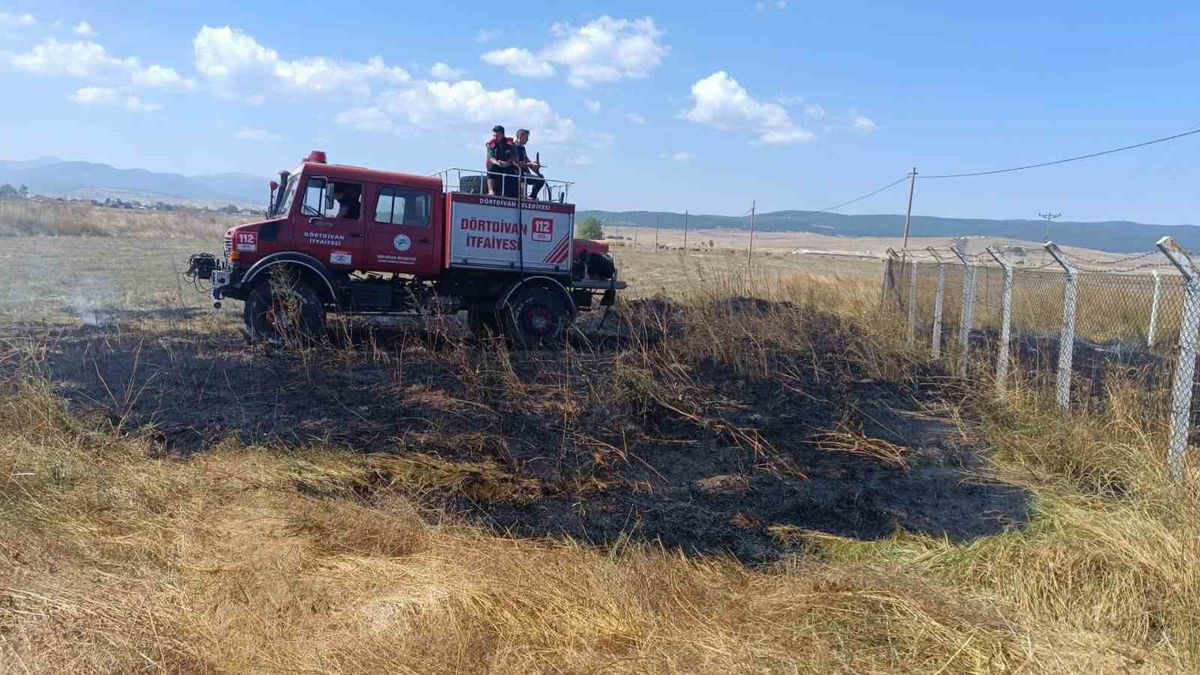 Dörtdivan'da Anız Yangını Büyümeden Söndürüldü