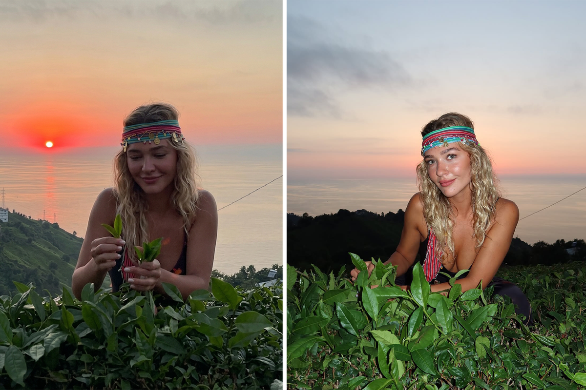Melisa Döngel Karadeniz’den kopamıyor! Bu kez çay topladı