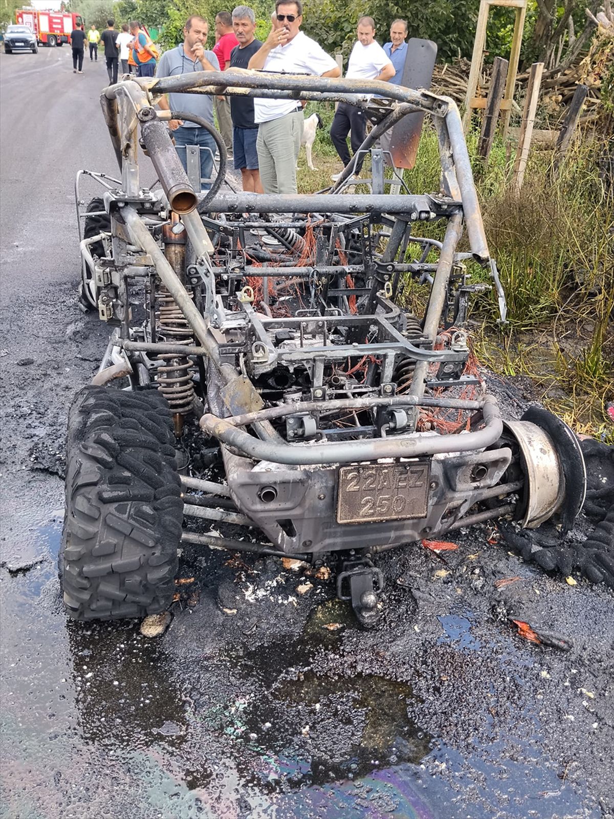 Samsun'da seyir halindeki ATV alev aldı