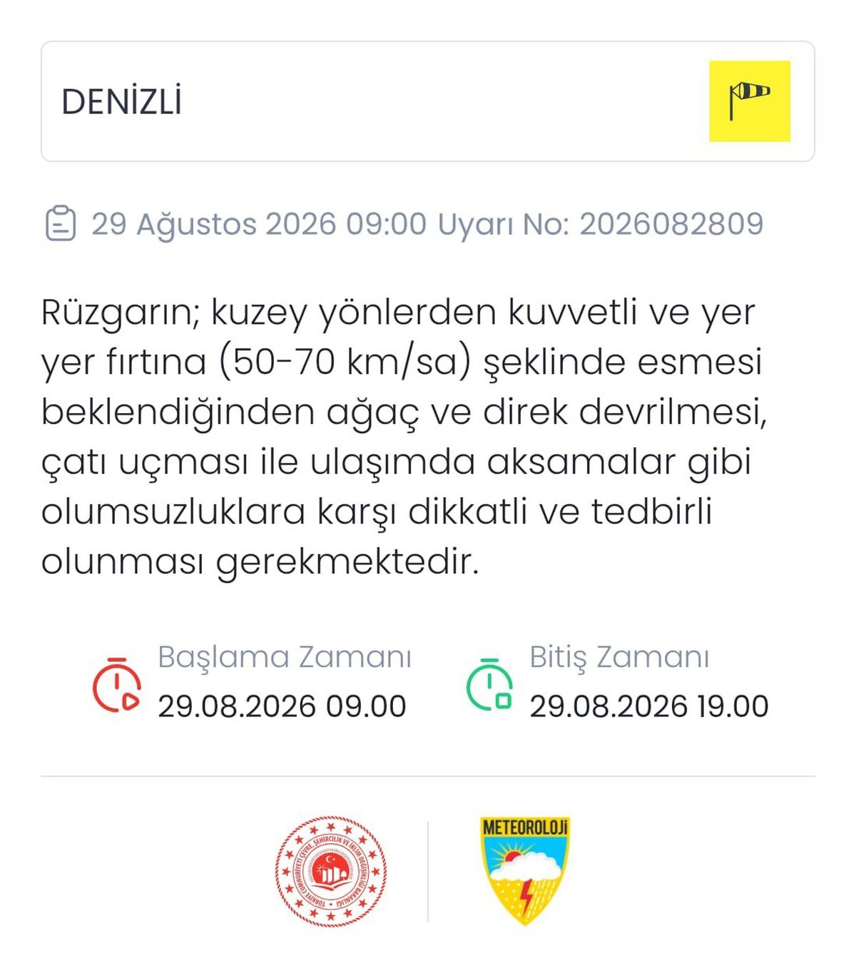 Denizli'ye Fırtına Uyarısı: Yarın Kuvvetli Rüzgar Bekleniyor