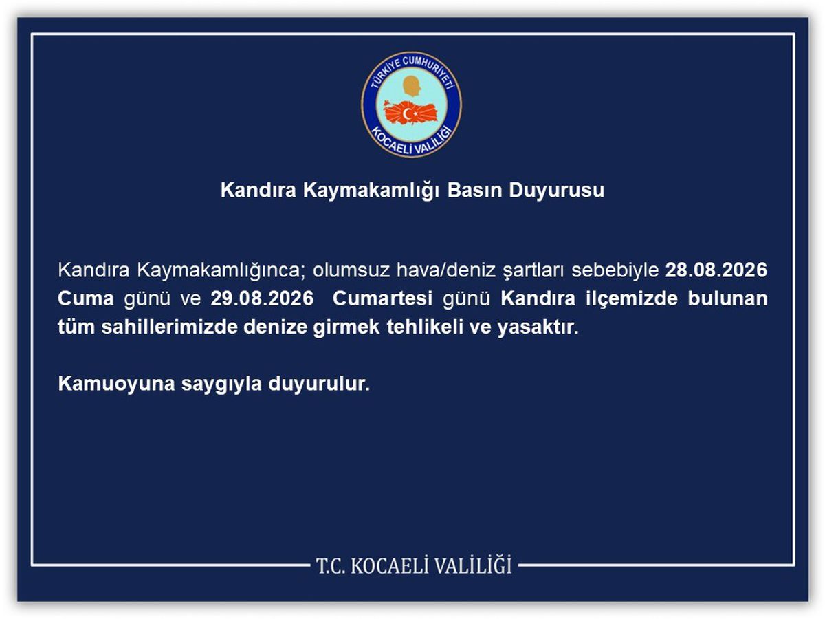 Kandıra'da Denize Girişlere İki Gün Yasak