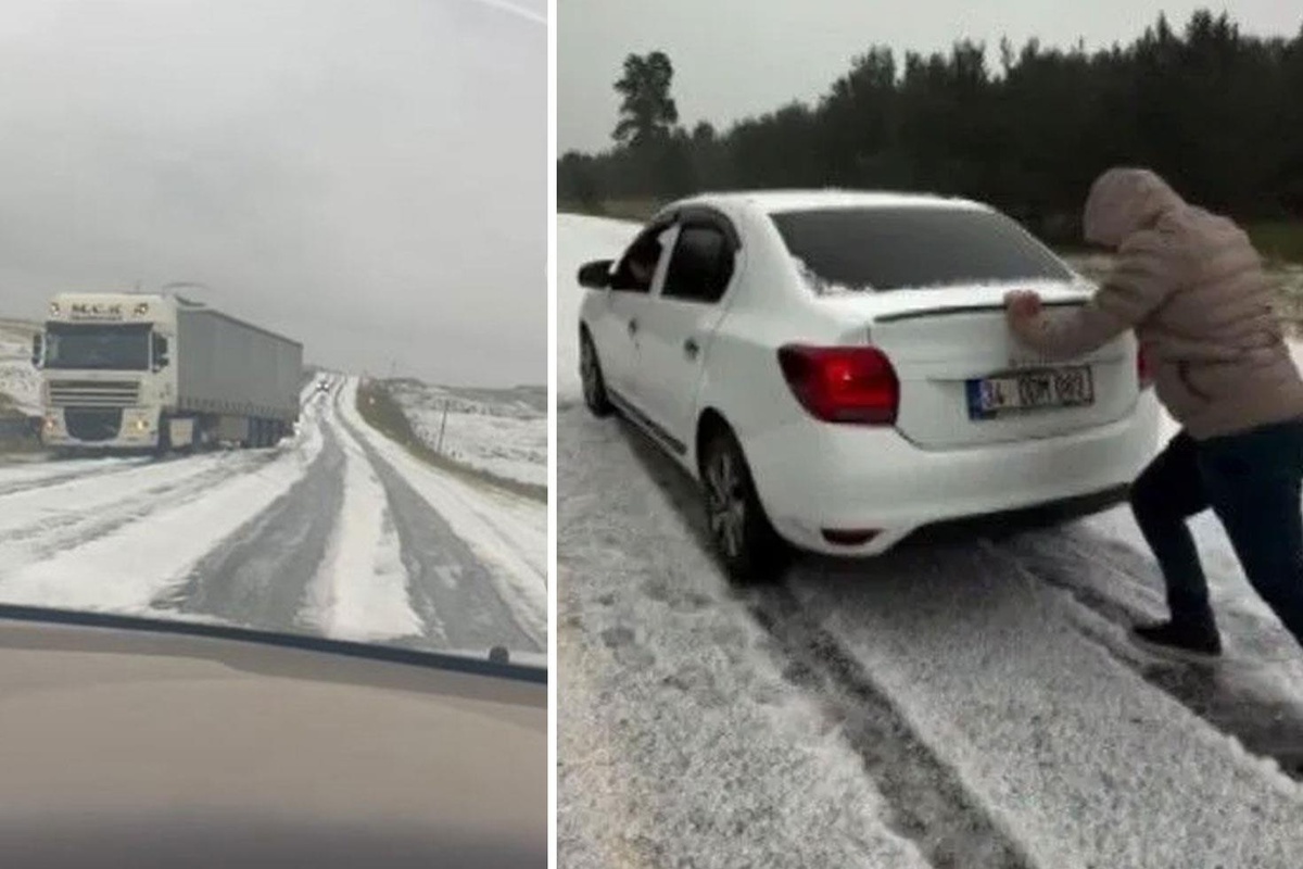 Ağustos ayında her yer beyaza büründü, araçlar yollarda mahsur kaldı