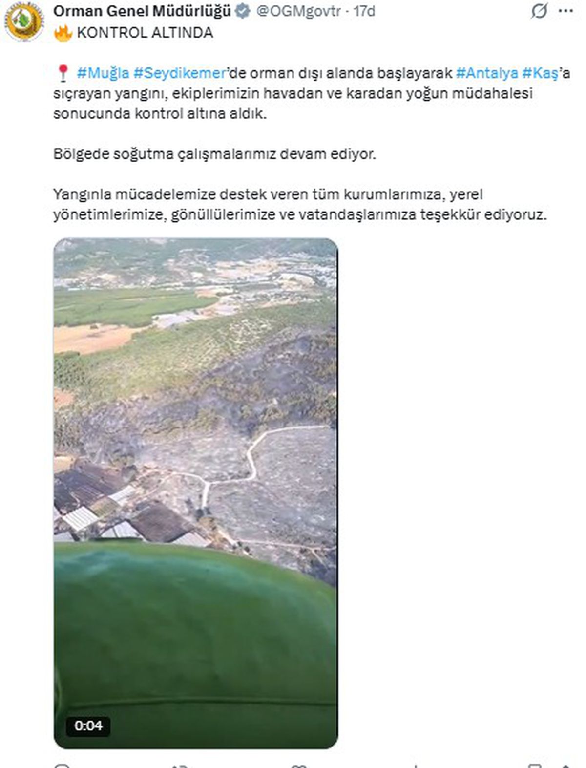 Muğla ve Antalya'daki orman yangını kontrol altına alındı