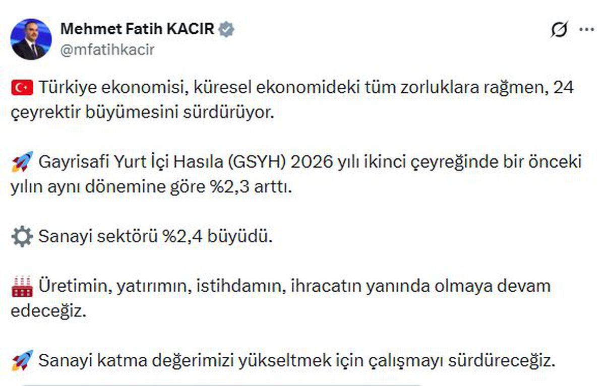 Bakan Kacır'dan büyüme değerlendirmesi: Sanayinin yanındayız