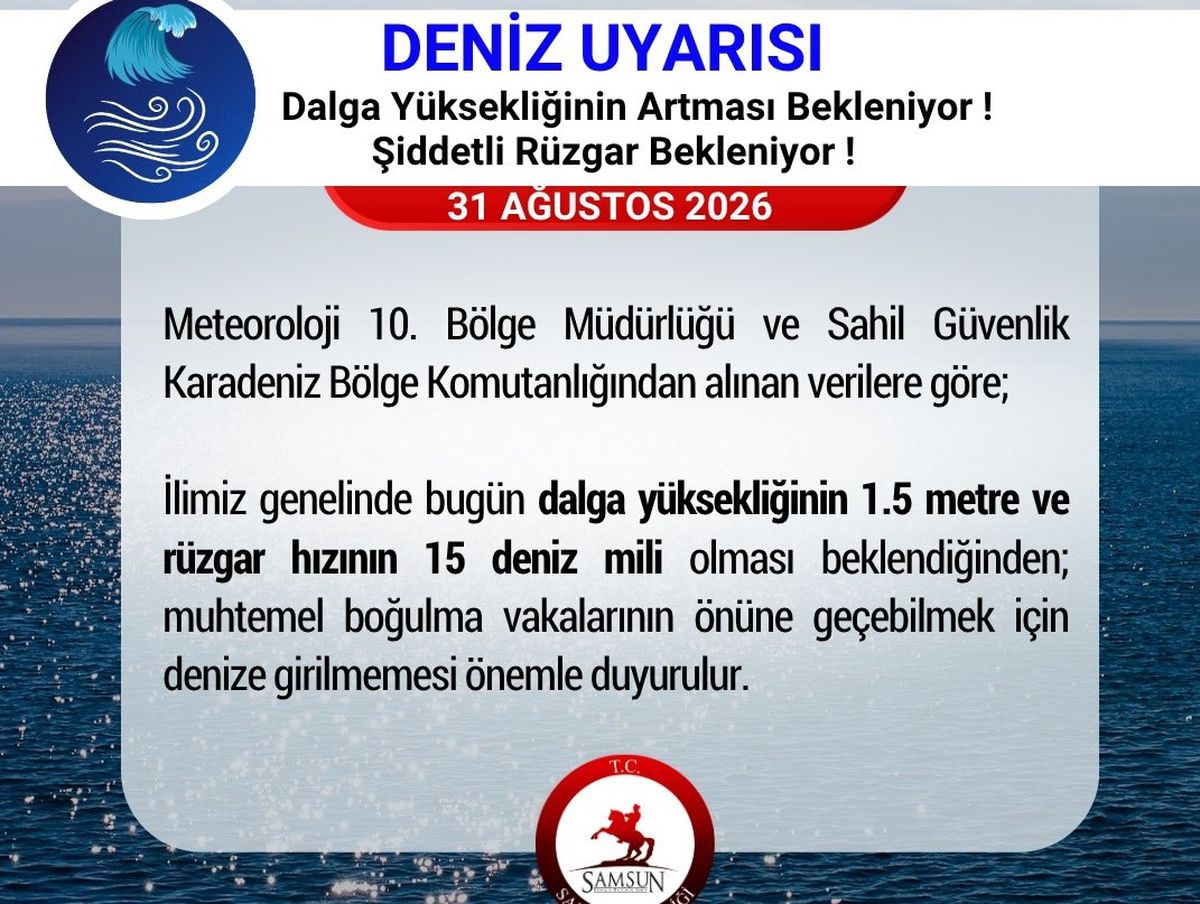 Samsun'da Dalga Uyarısı: Denize Girmeyin