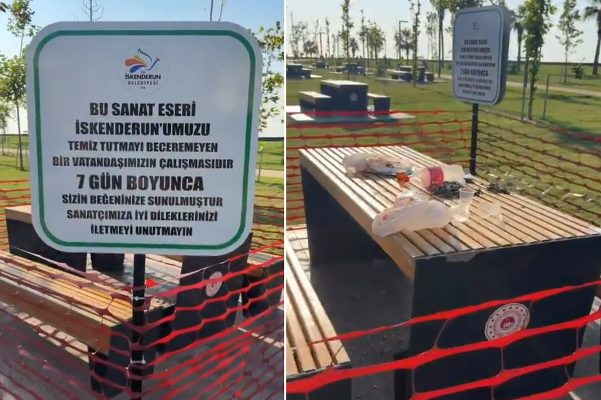 İskenderun Belediyesi’nden dikkat çeken çevre mesajı: Çöpleri sergilediler