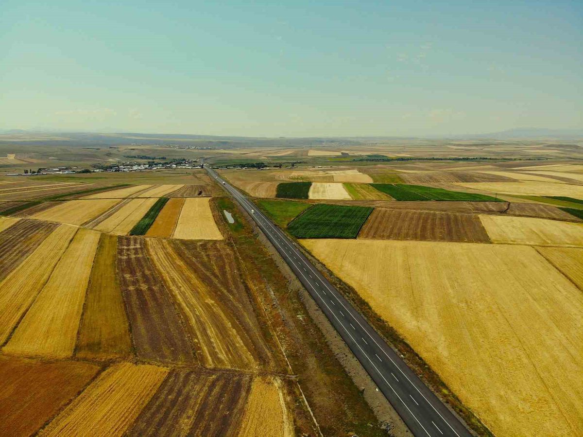 Kars'ta Tarlalar Havadan Halı Gibi Görüntülendi