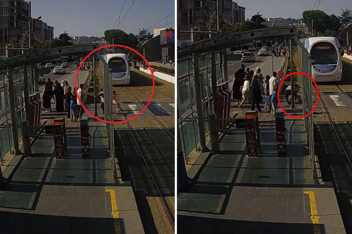 5 yaşındaki kız çocuğunu tramvayın altında kalmaktan son anda kurtardı