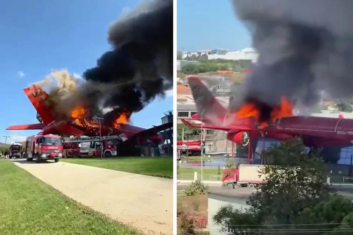 Kocaeli'de korku dolu anlar! Yanan uçağın kuyruğu bir anda koptu