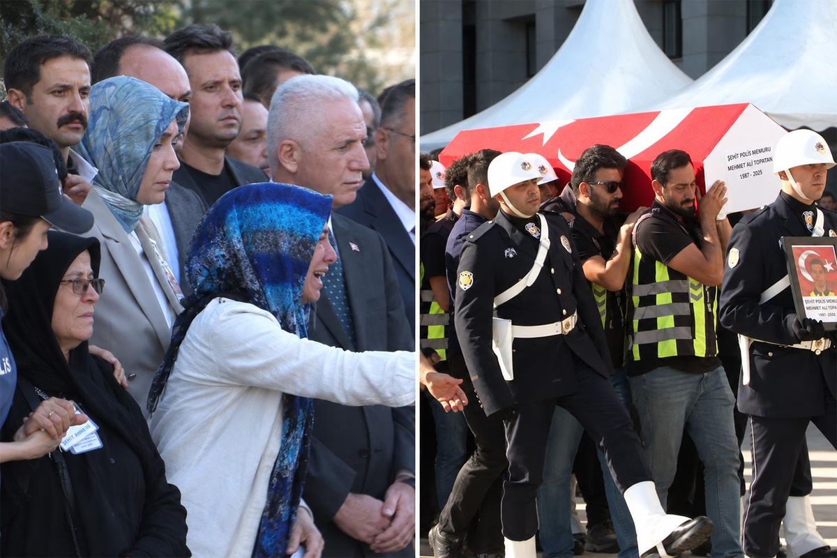 Görevi başında şehit olan polis memuru son yolculuğuna uğurlandı, ailesinin feryatları yürek dağladı