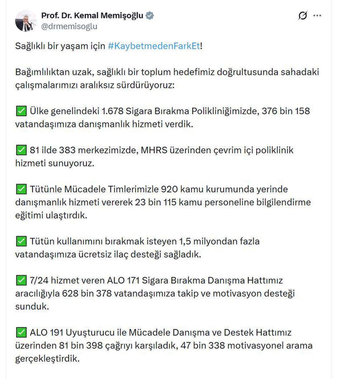 Sağlık Bakanı Memişoğlu: 1,5 Milyondan Fazla Vatandaşa Ücretsiz İlaç Desteği Sağladık