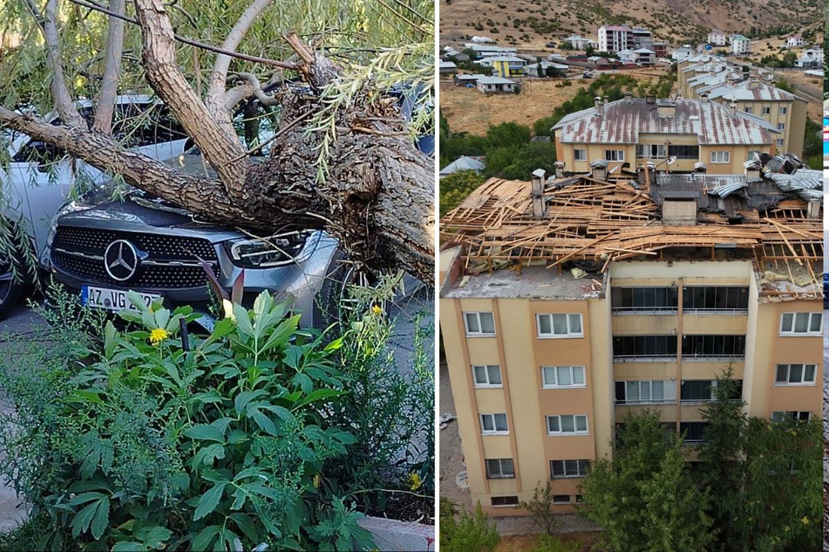 İki ilimizi fırtına vurdu! Çatılar uçtu, ağaçlar devrildi