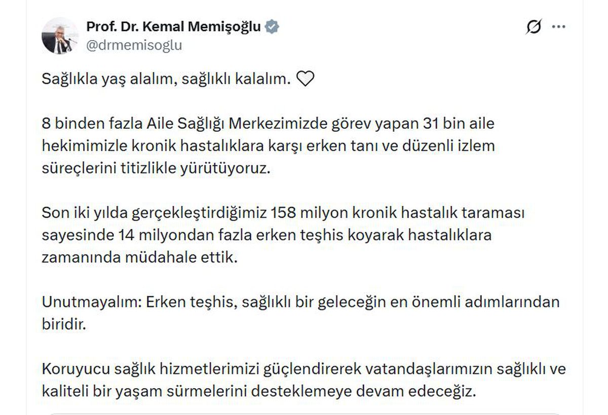 Bakan Memişoğlu: Son 2 yılda 14 milyondan fazla erken teşhisle hastalıklara zamanında müdahale ettik