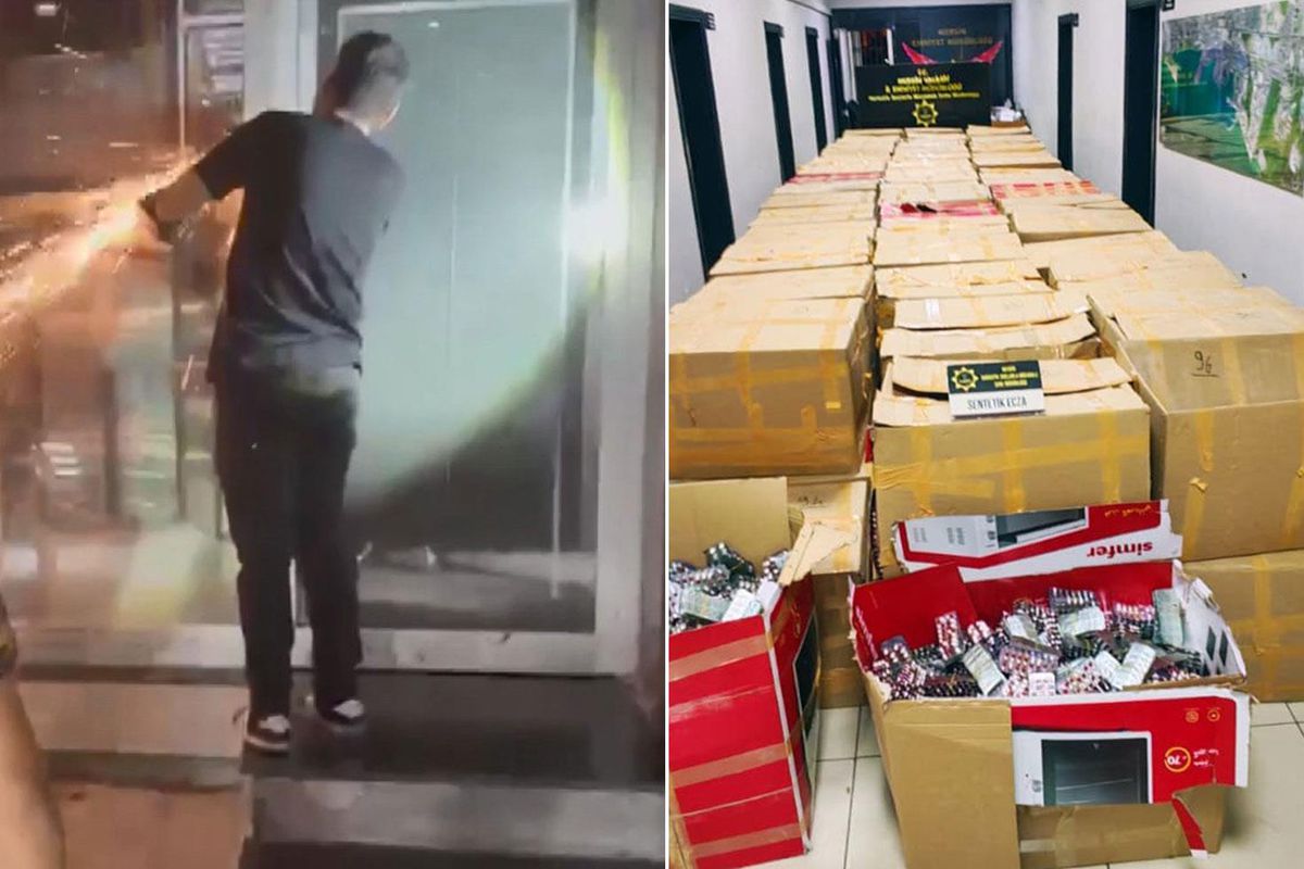 Kapılar kesilerek içeri girildi içerden kolilerce hap çıktı