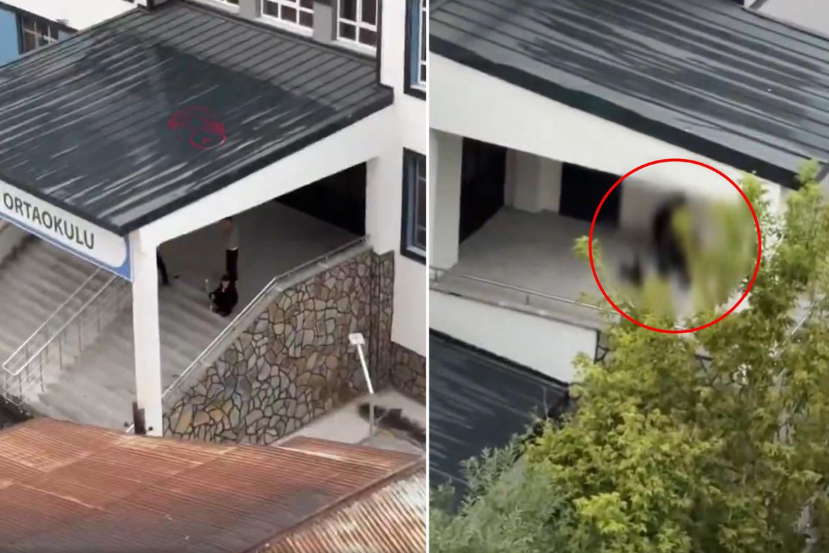 Okulun yanı başında skandal görüntü! Kimseye aldırış etmediler