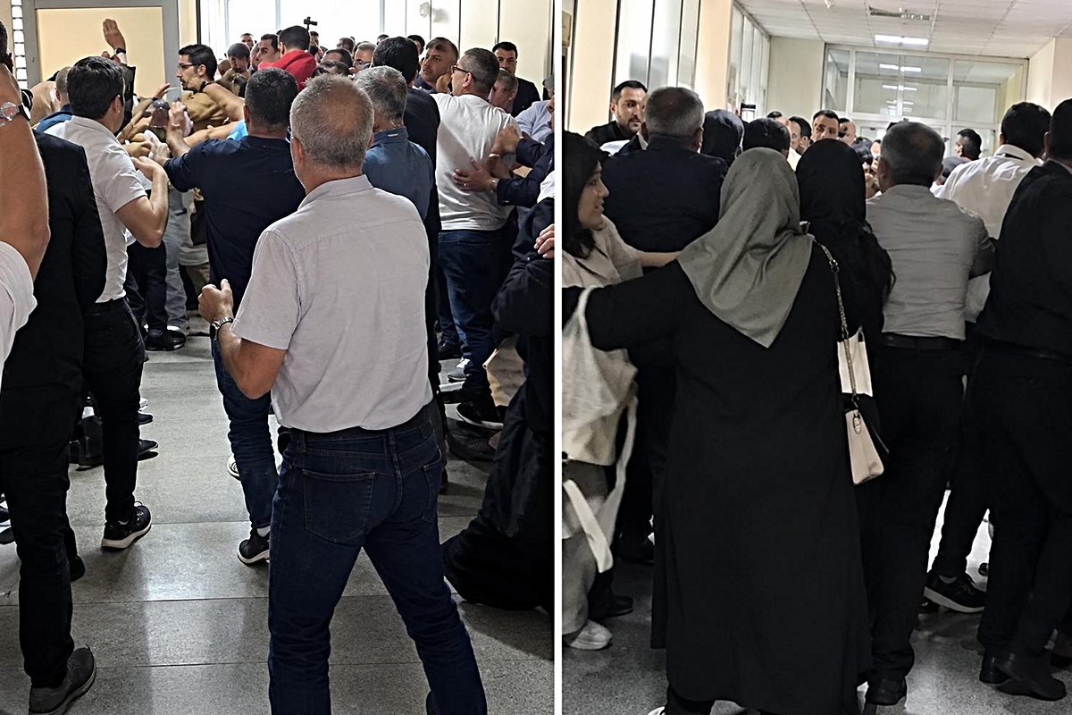 Adliye içerisinde taraflar birbirine girdi: Tekmeli yumruklu kavga kameraya yansıdı