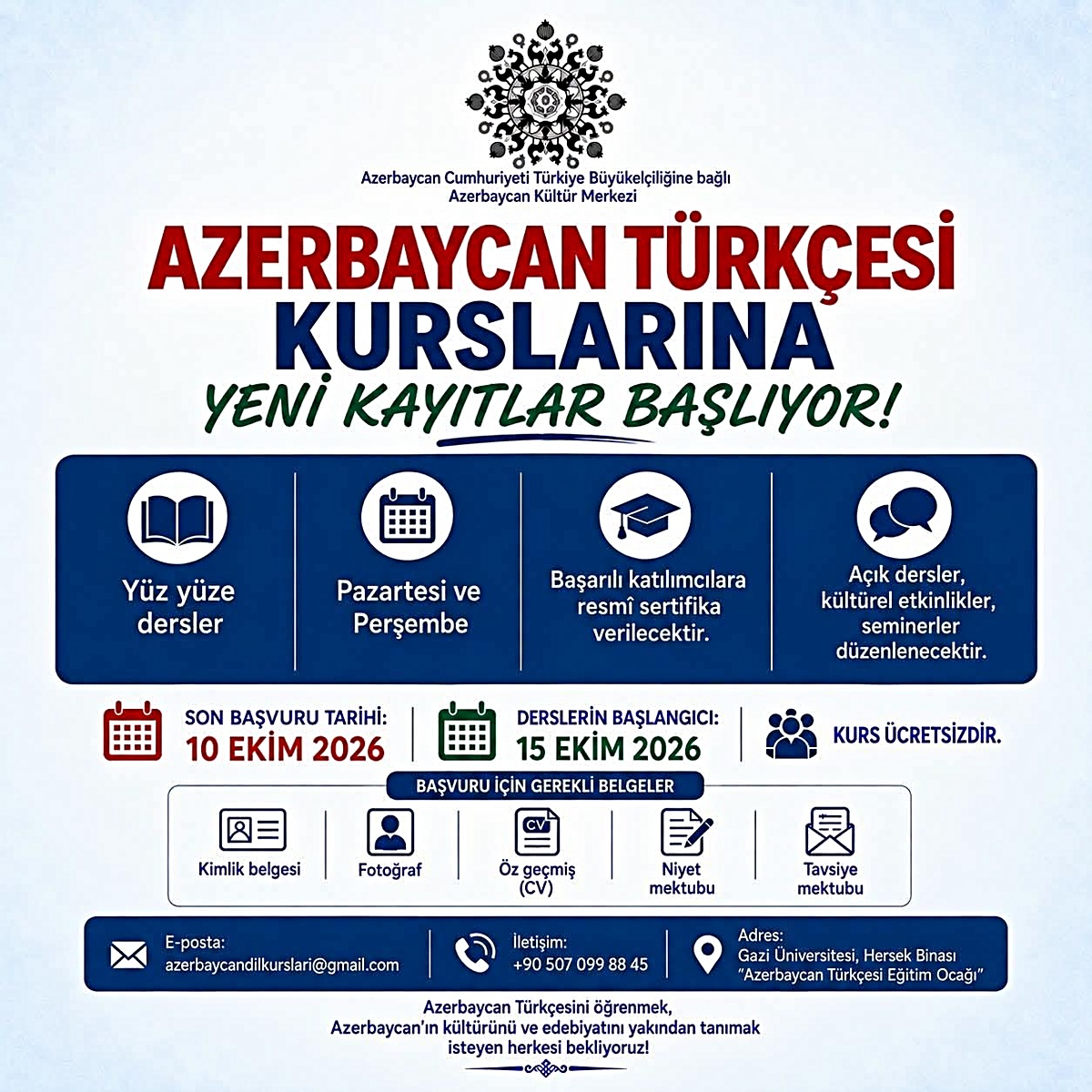 Ankara’da Azerbaycan Türkçesi kurslarına yeni kayıtlar başladı