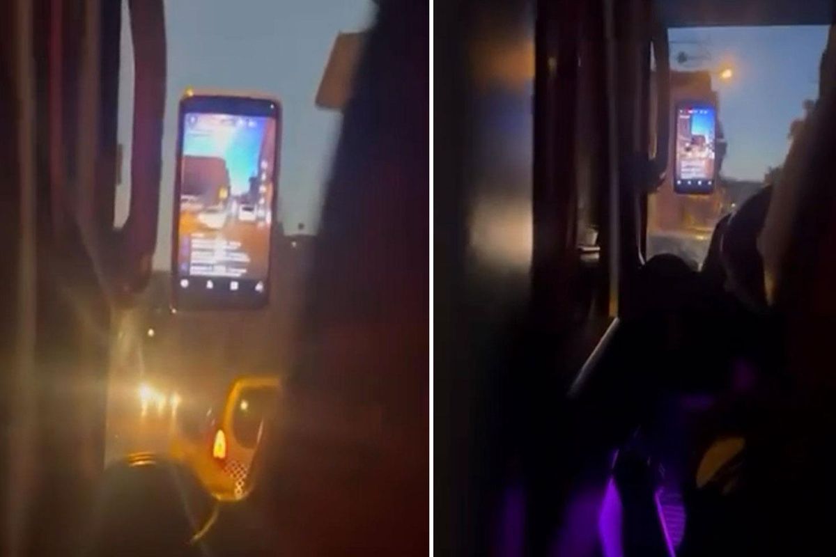 Seyir halindeki özel halk otobüsü şoförü canlı yayın açtı