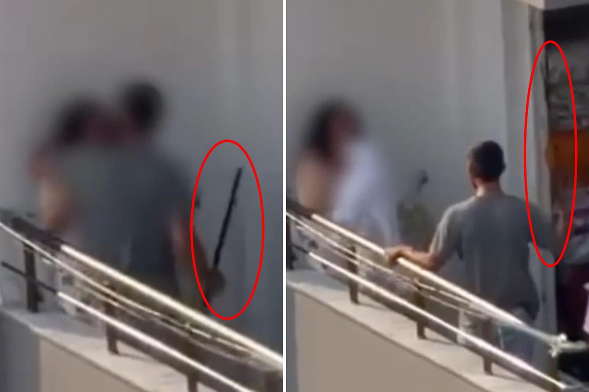 Balkonda kadına sopalı dehşet kamerada! Çığlıkları böyle yankılandı