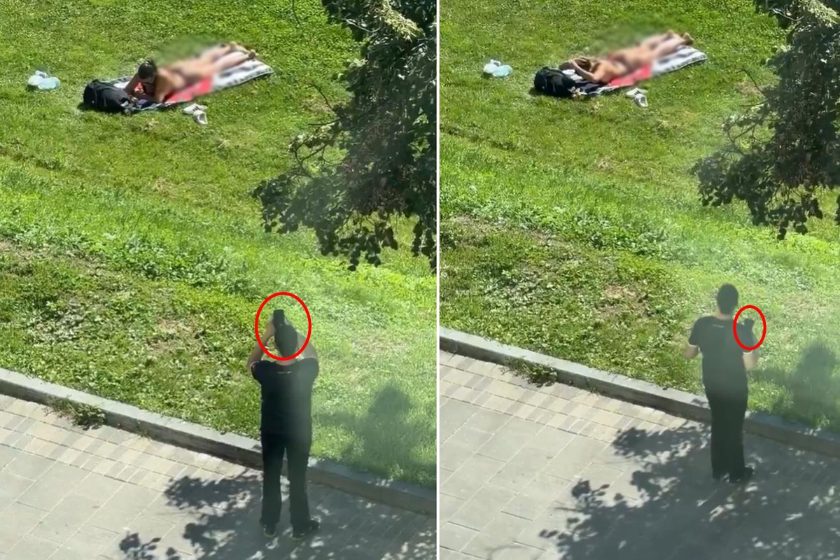 Parkta skandal görüntü! Güneşlenen kadını gizlice fotoğrafladı