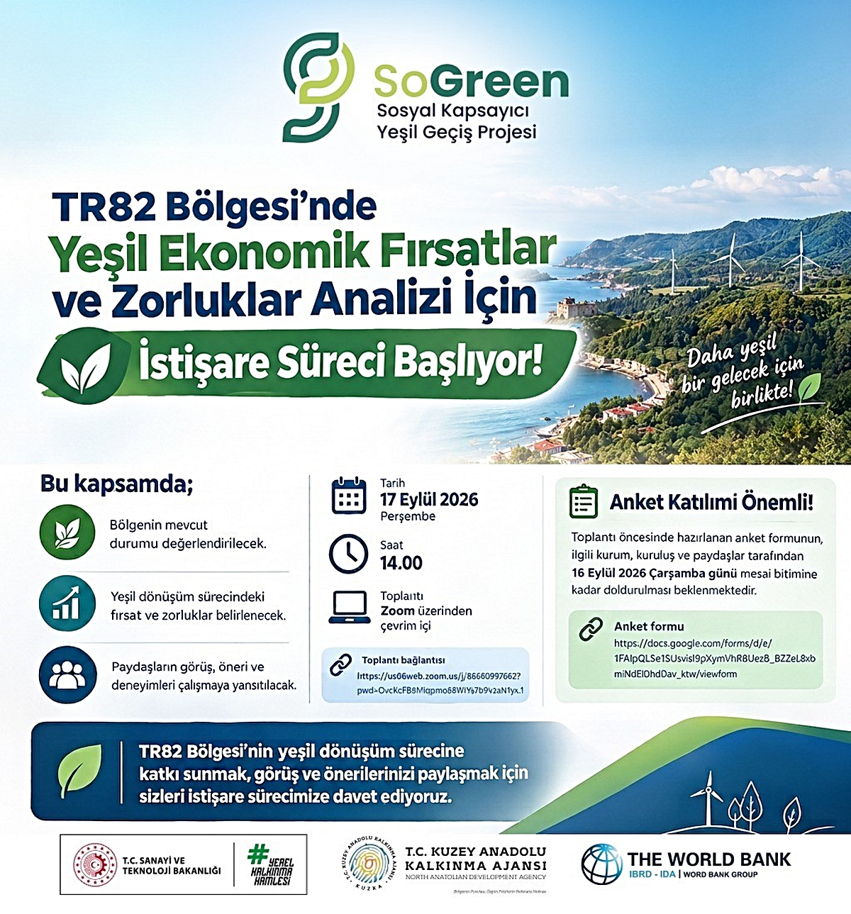 TR82 Bölgesi’nde yeşil ekonomik fırsatlar ve zorluklar analizi için istişare süreci başlıyor