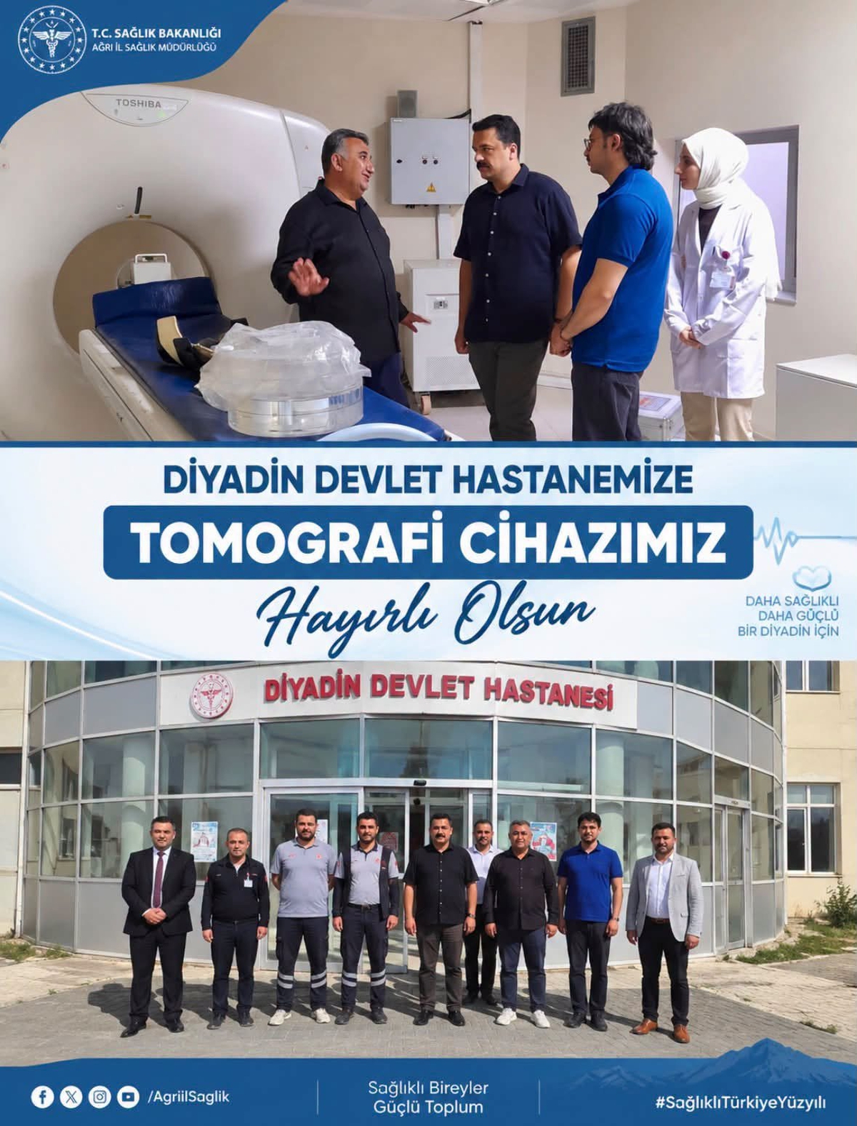 Diyadin Devlet Hastanesine Yeni Alınan Tomografi Cihazı Hizmete Girdi
