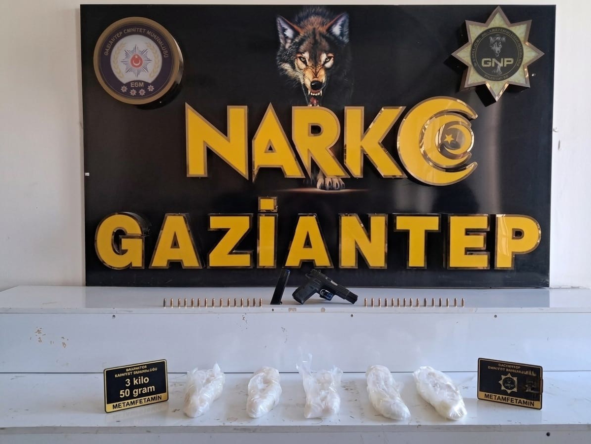 Gaziantep’te 3 kilo metamfetamin ele geçirildi: 1 gözaltı
