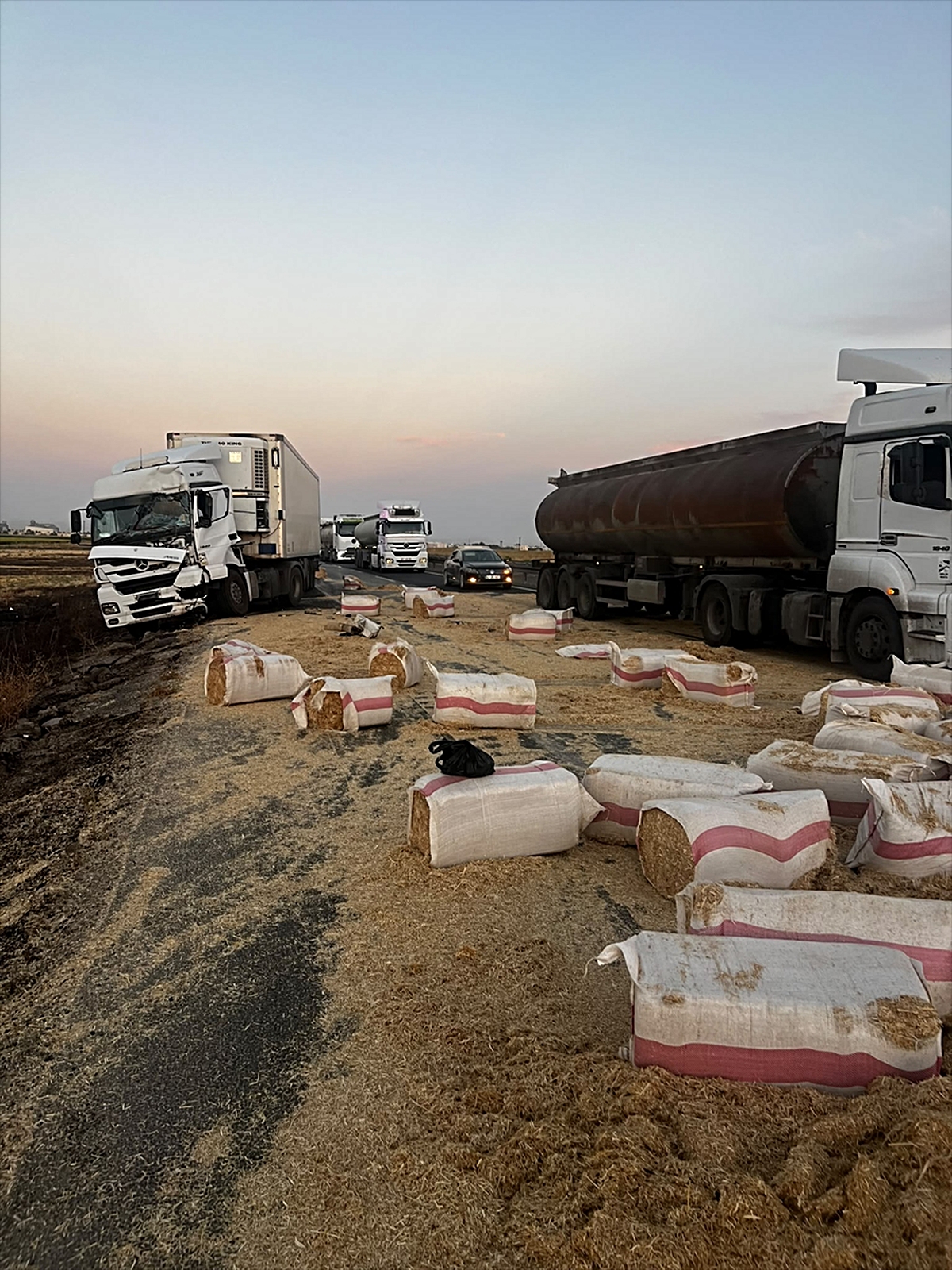 Mardin'de tırla çarpışarak devrilen saman yüklü kamyonetin sürücüsü yaralandı