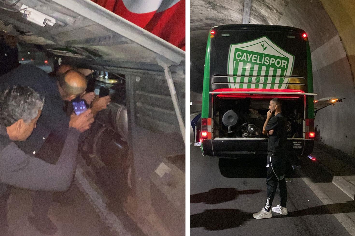 Kurban ve dualarla uğurlanan Çayelispor, tünelde mahsur kaldı