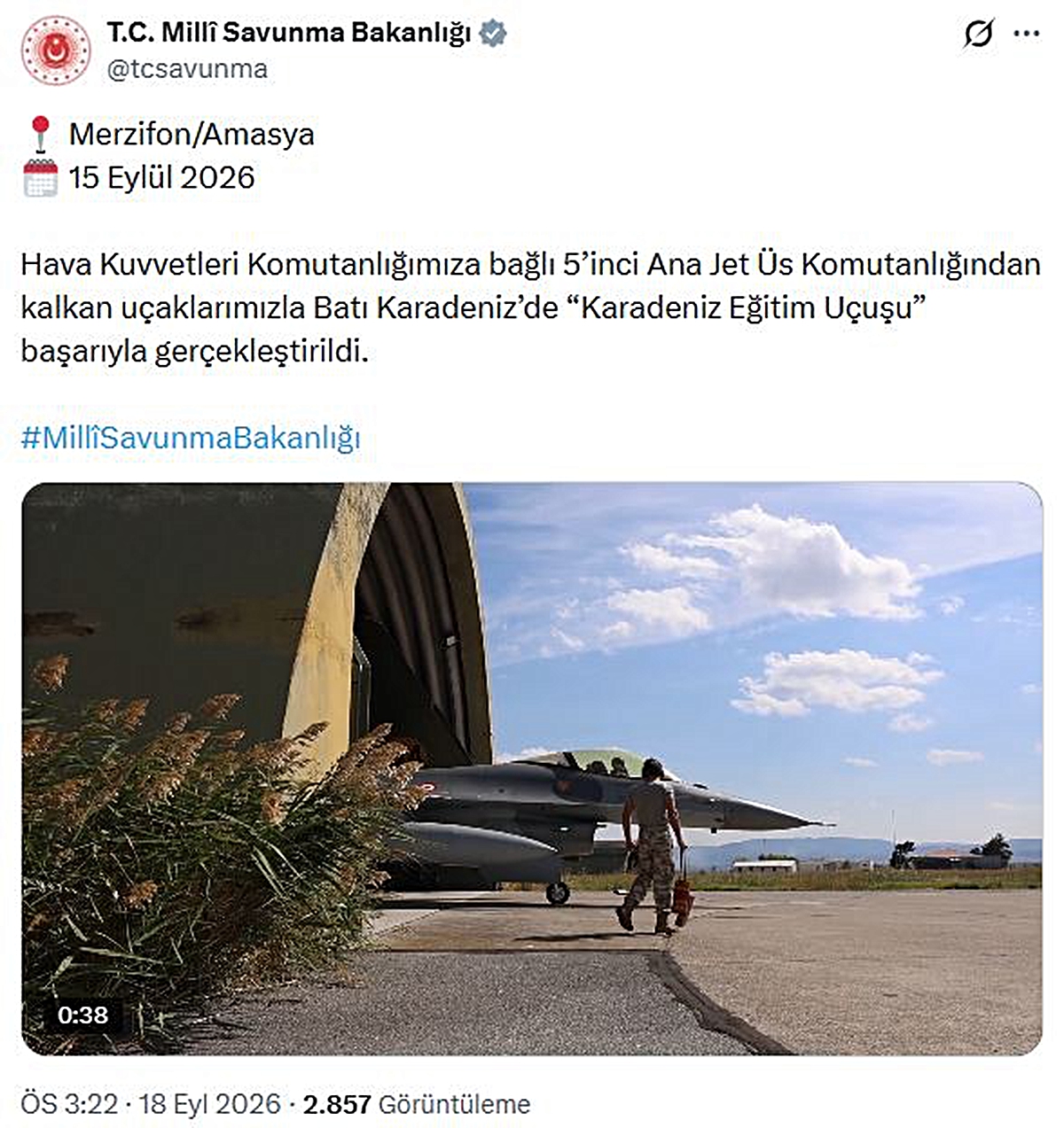 Hava Kuvvetleri'nden Batı Karadeniz'de eğitim uçuşu