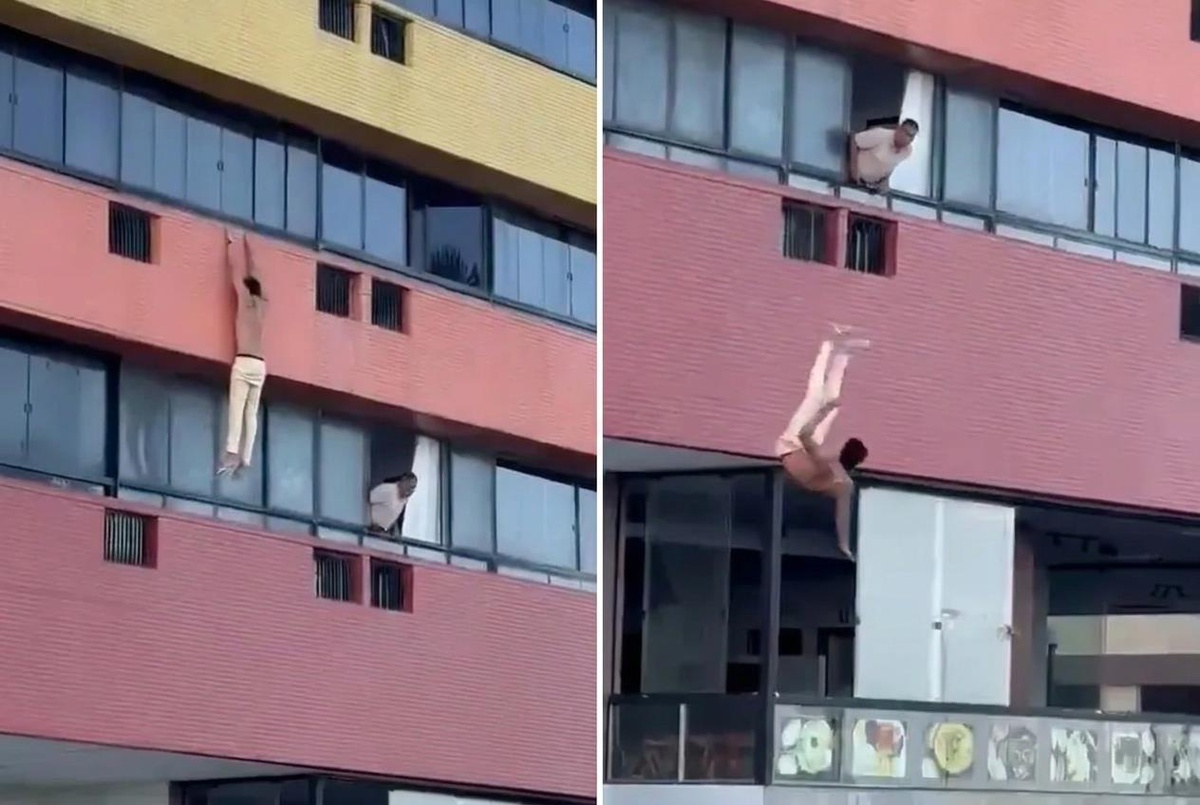 Otel penceresinden dehşet anları! Başkasının eşiyle yakalanınca kaçmaya çalıştı